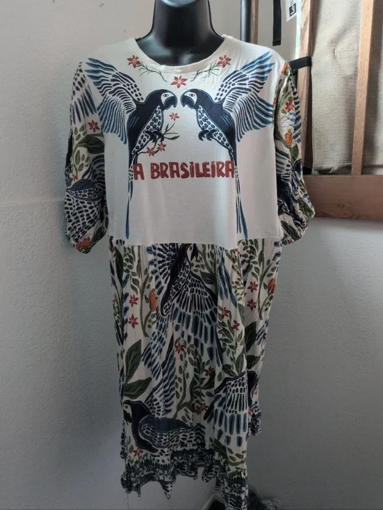 ✨ A Brasileira Blue Macaw Mini Dress From Brazil Size M - Picture 8 of 8